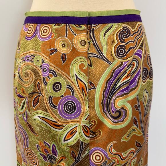 Etro Paisley Print Pencil Skirt Cotton Multicolor Print Italy Made | 42 (US 6) - Picture 6 of 9